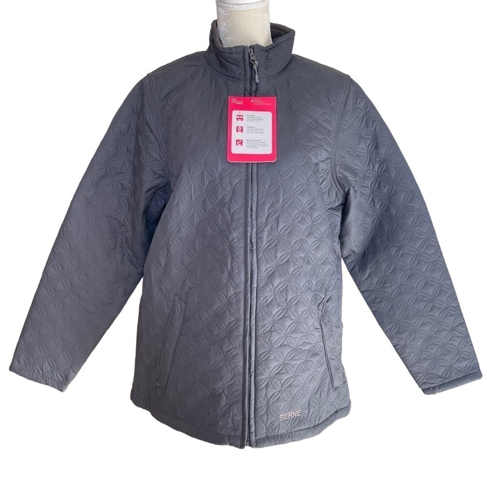 Berne Women’s Trek Nylon Quilted Gray Jacket Size XL Heavyweight Everyday Work